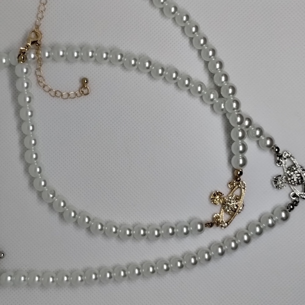 Fake pearl necklaces